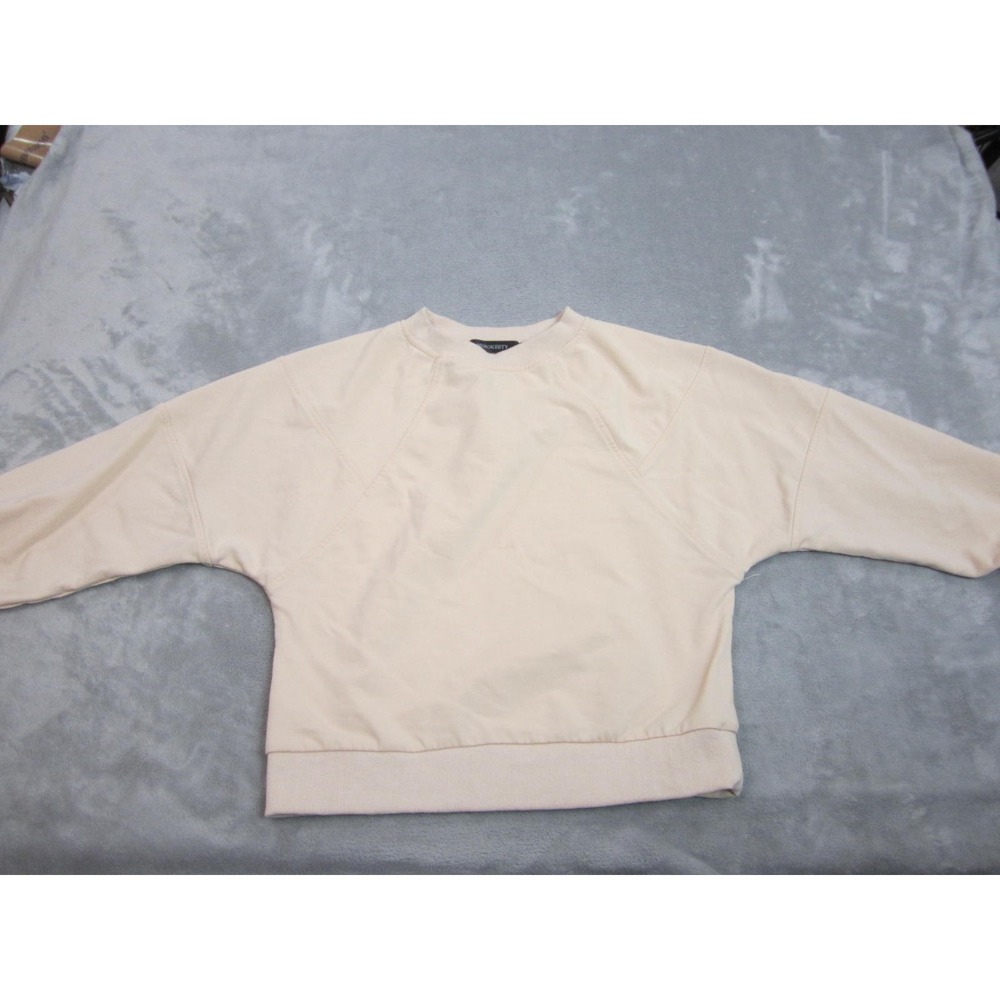 Merokeety Sweatshirt Womens Small Peach Batwing Sleeve Crew Neck Casual